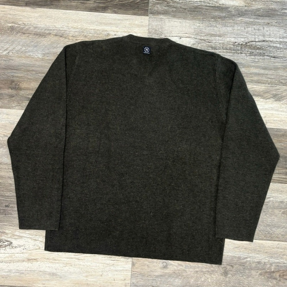 Vintage Y2K Nautica Jeans Grey Mens L Chest Stripe V-Neck Knit Pullover Sweater - Picture 3 of 8